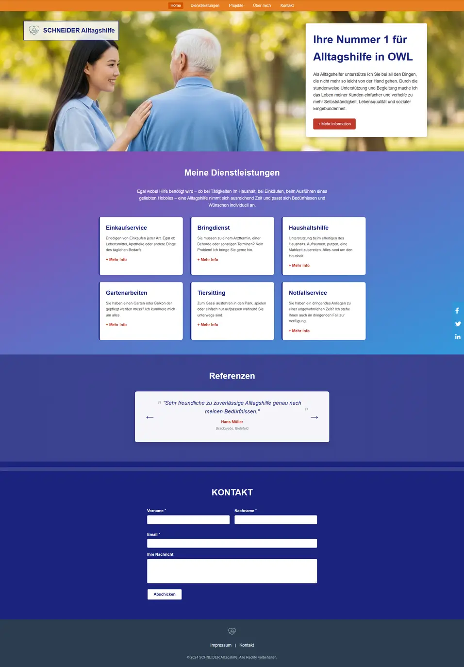 Professional and appealing website design for a daily aid and help service